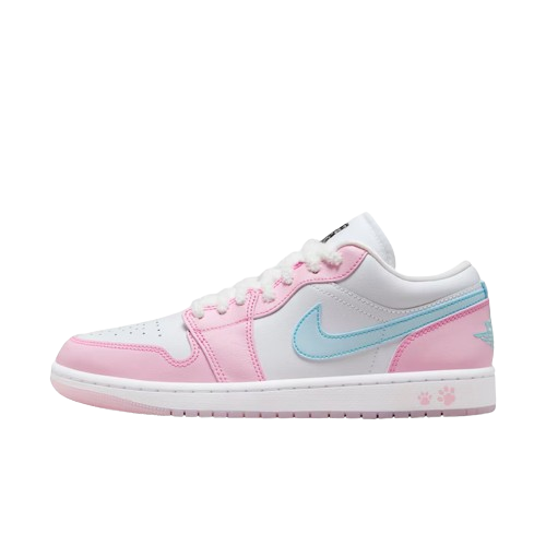 Tênis Air Jordan 1 Low "Paw Print" Rosa / Azul