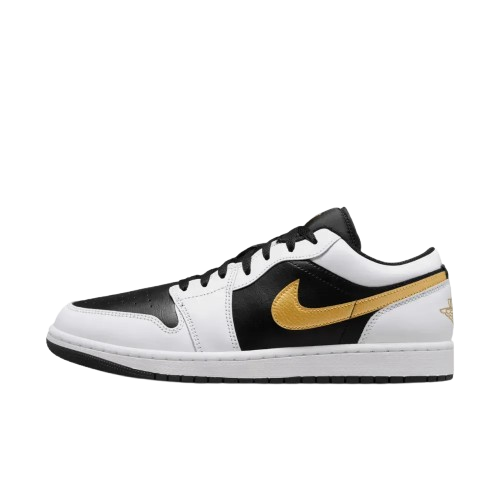 Tênis Air Jordan 1 Low "White Black Metallic Gold Swoosh" Masculino Branco / Preto