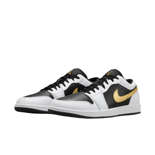 Tênis Air Jordan 1 Low "White Black Metallic Gold Swoosh" Masculino Branco / Preto