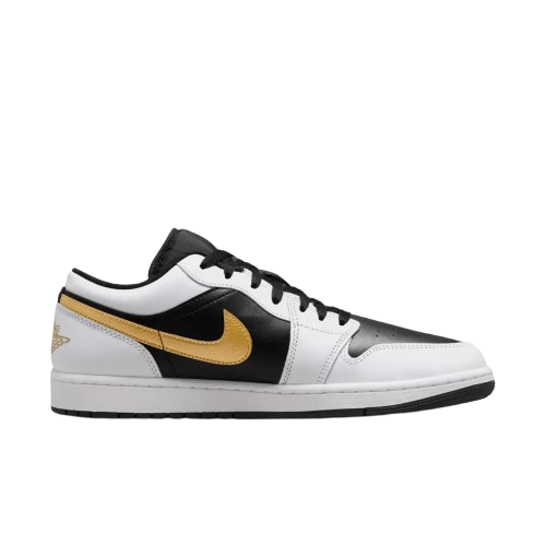 Tênis Air Jordan 1 Low "White Black Metallic Gold Swoosh" Masculino Branco / Preto