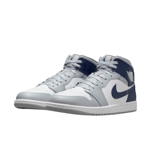 Tênis Air Jordan 1 Mid Wolf "Grey Midnight Navy" Masculino Cinza