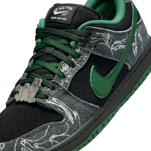 There x Nike SB Dunk Low Pro Anthracite and Gorge Green